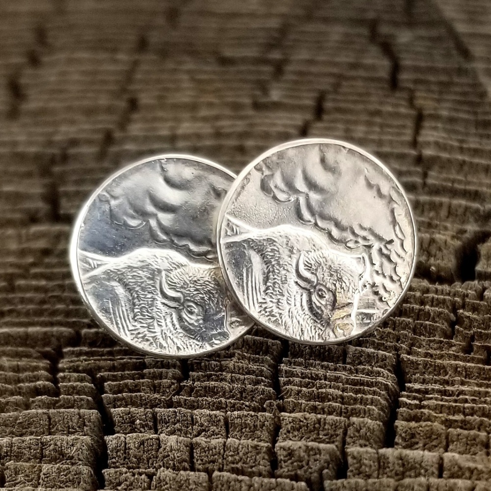 Silver Yellowstone National Park Coin Earrings